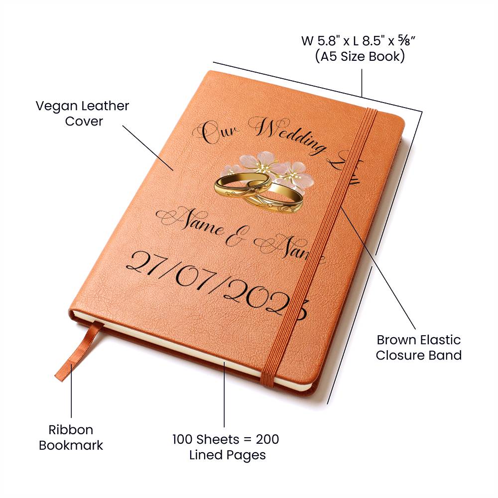 Our Wedding day, Personalized Leather Journal