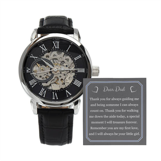 Wedding Gift For Father Of The Bride, Men's Open Work Watch