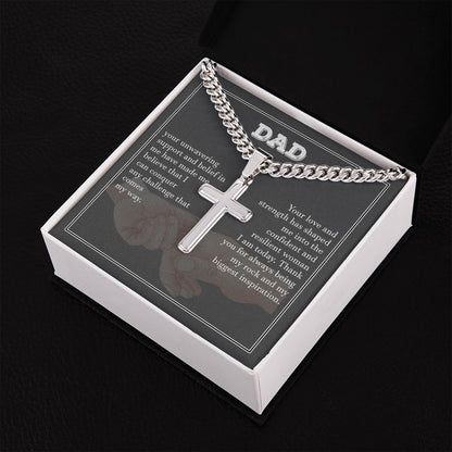 Dad From Daughter Cuban Chain With Cross Gift