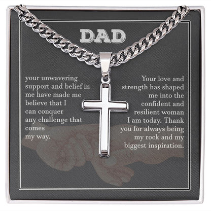 Dad From Daughter Cuban Chain With Cross Gift