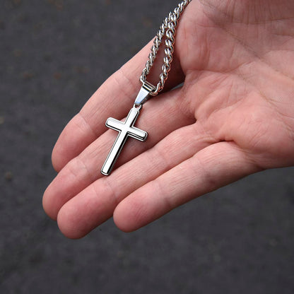 Dad From Daughter Cuban Chain With Cross Gift