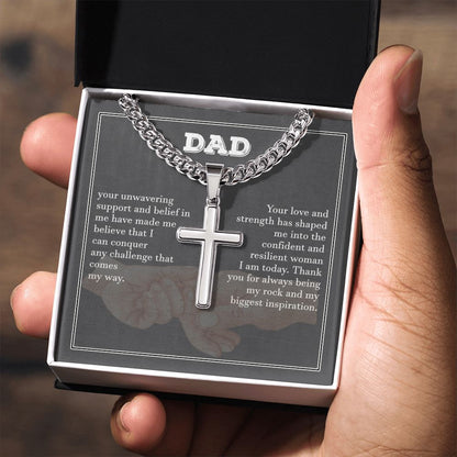 Dad From Daughter Cuban Chain With Cross Gift