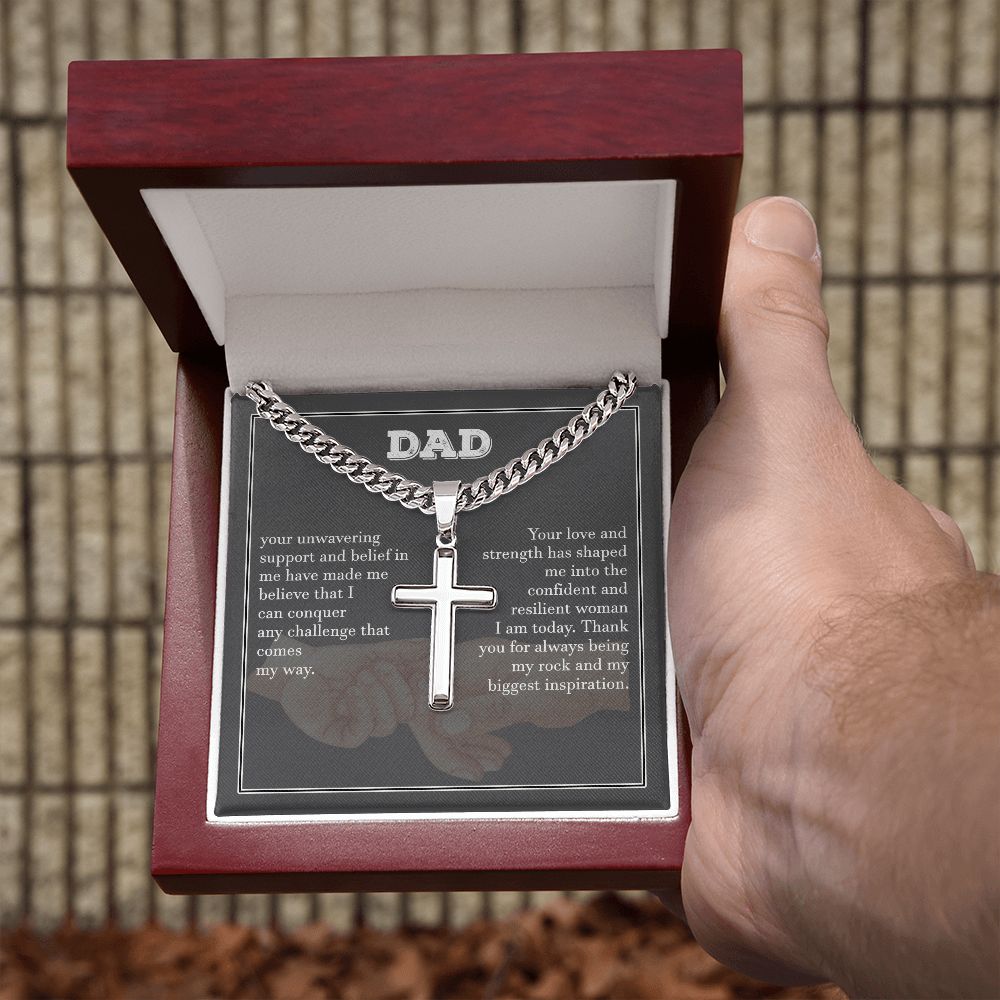 Dad From Daughter Cuban Chain With Cross Gift