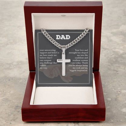 Dad From Daughter Cuban Chain With Cross Gift