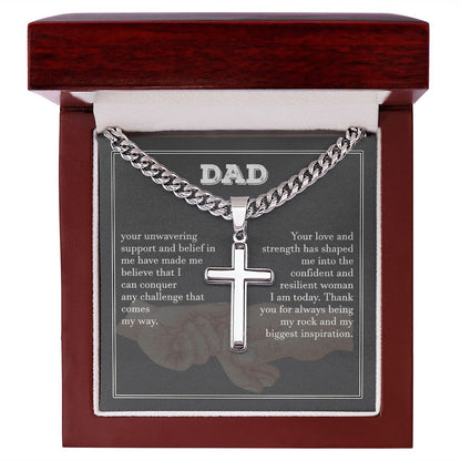 Dad From Daughter Cuban Chain With Cross Gift