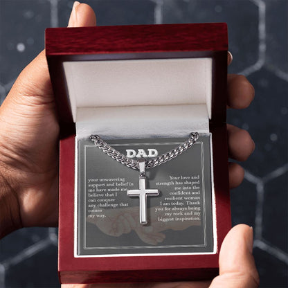 Dad From Daughter Cuban Chain With Cross Gift