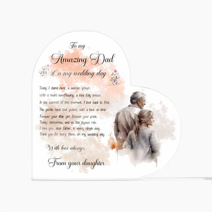 Father Of The Bride Acrylic Heart Plaque