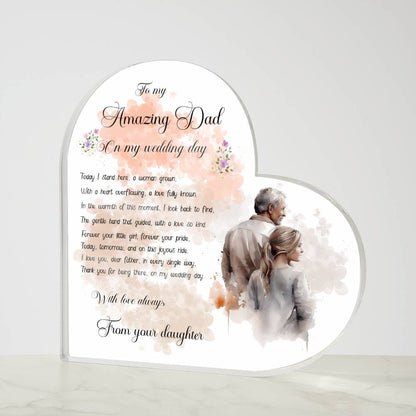 Father Of The Bride Acrylic Heart Plaque