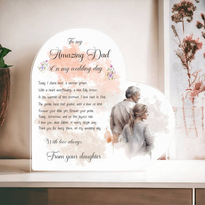 Father Of The Bride Acrylic Heart Plaque