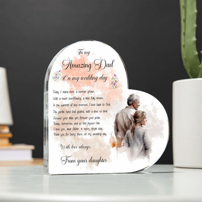 Father Of The Bride Acrylic Heart Plaque