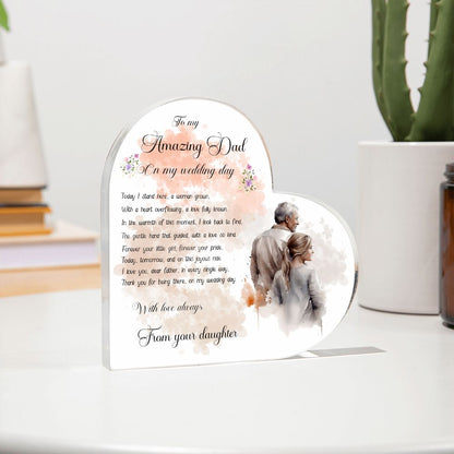 Father Of The Bride Acrylic Heart Plaque