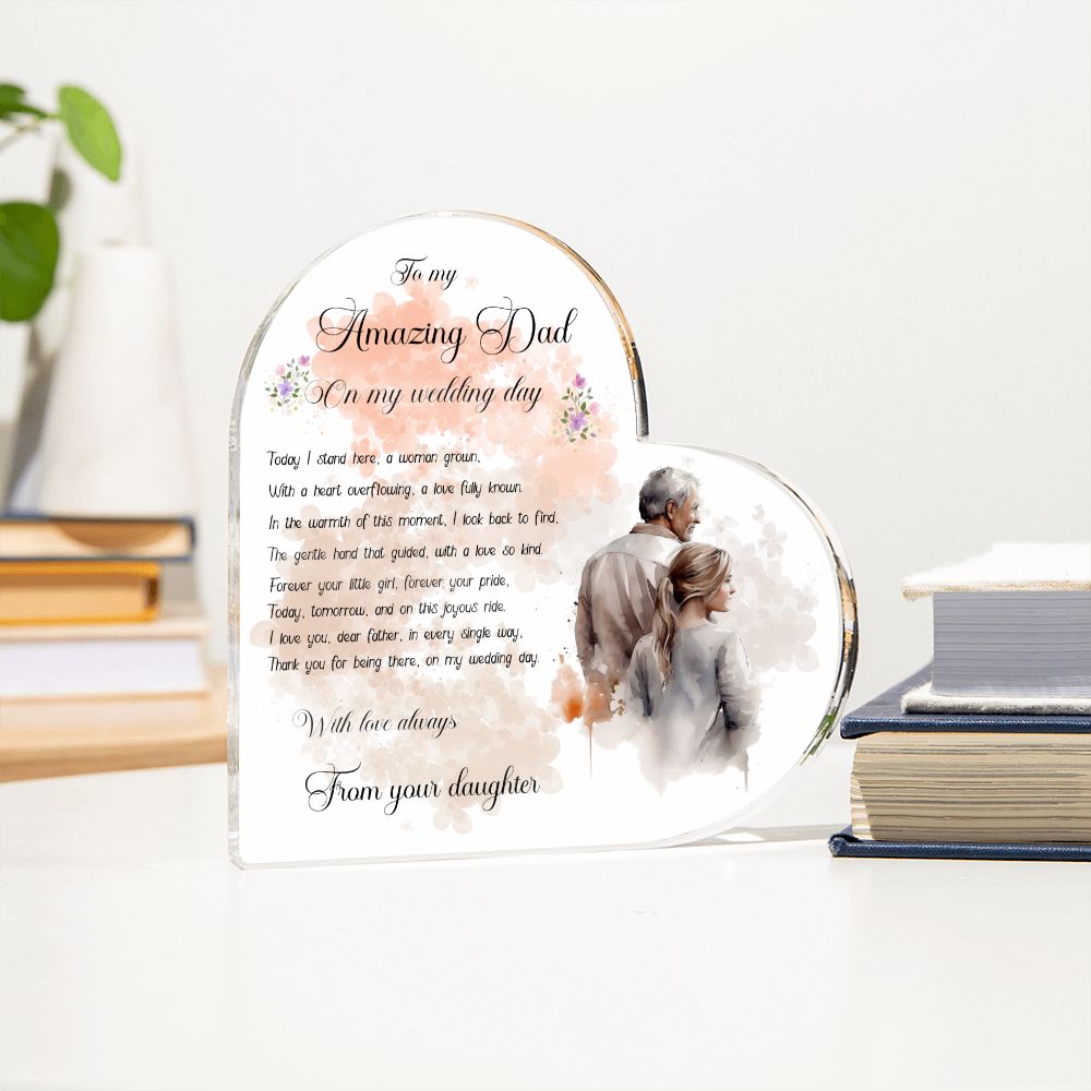 Father Of The Bride Acrylic Heart Plaque