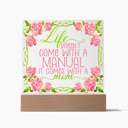 Gift For Mom, Acrylic Sign With Meaningful Phrase And Floral Design