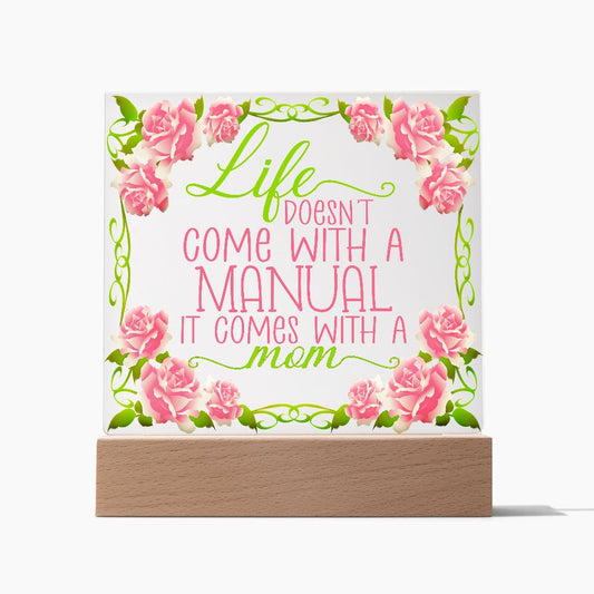 Gift For Mom, Acrylic Sign With Meaningful Phrase And Floral Design