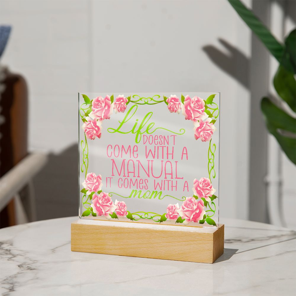 Gift For Mom, Acrylic Sign With Meaningful Phrase And Floral Design
