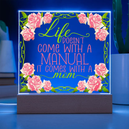 Gift For Mom, Acrylic Sign With Meaningful Phrase And Floral Design