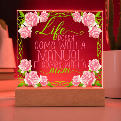 Gift For Mom, Acrylic Sign With Meaningful Phrase And Floral Design