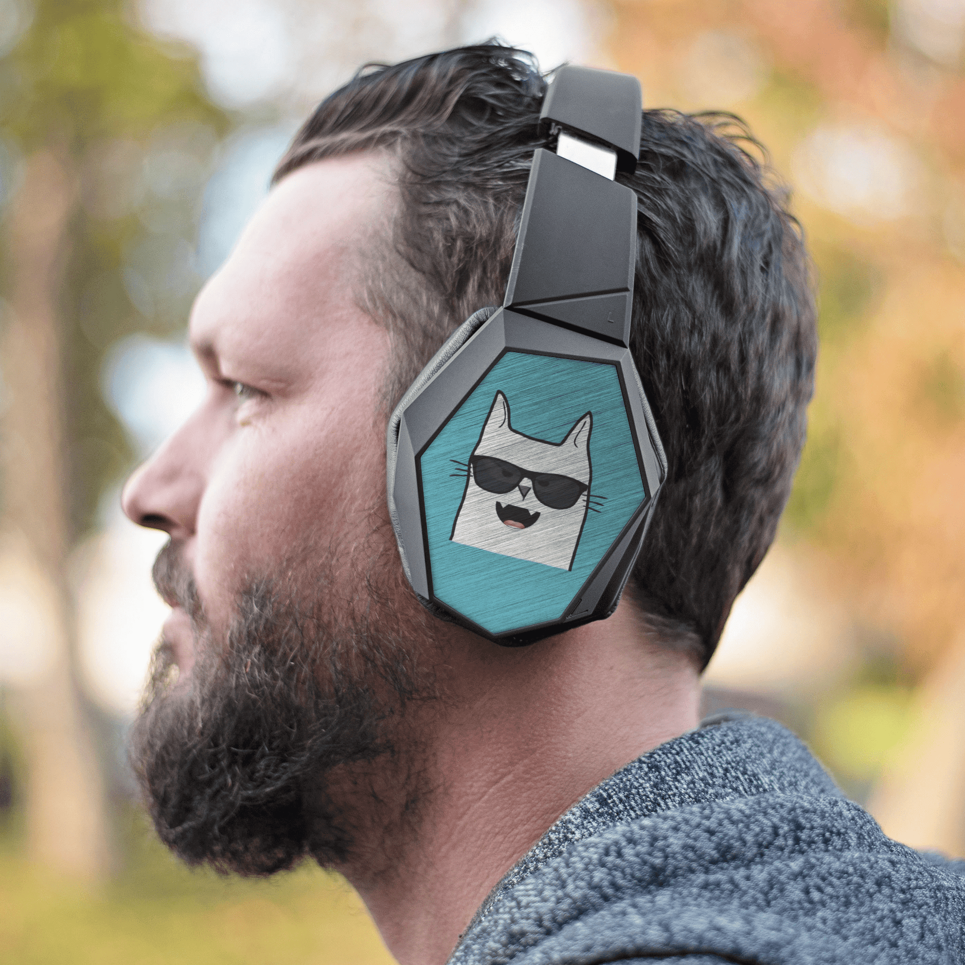 Wireless Bluetooth Wrapsody Headphones With Cool Cat Design - Omtheo Gifts