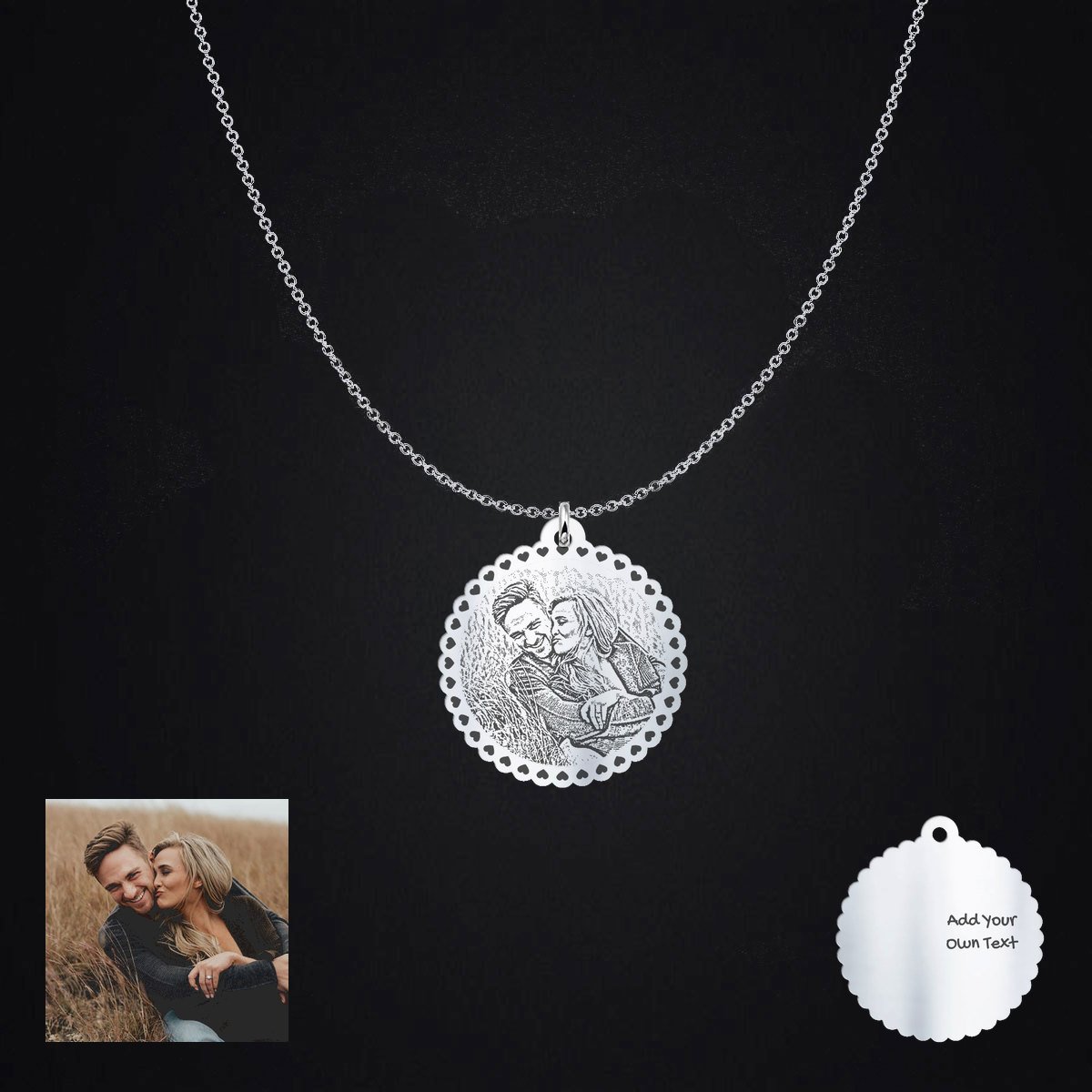 Personalized Silver Photo Engraved Pendant - Omtheo Gifts