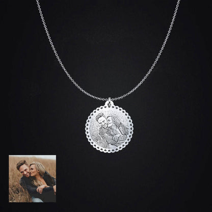 Personalized Silver Photo Engraved Pendant - Omtheo Gifts