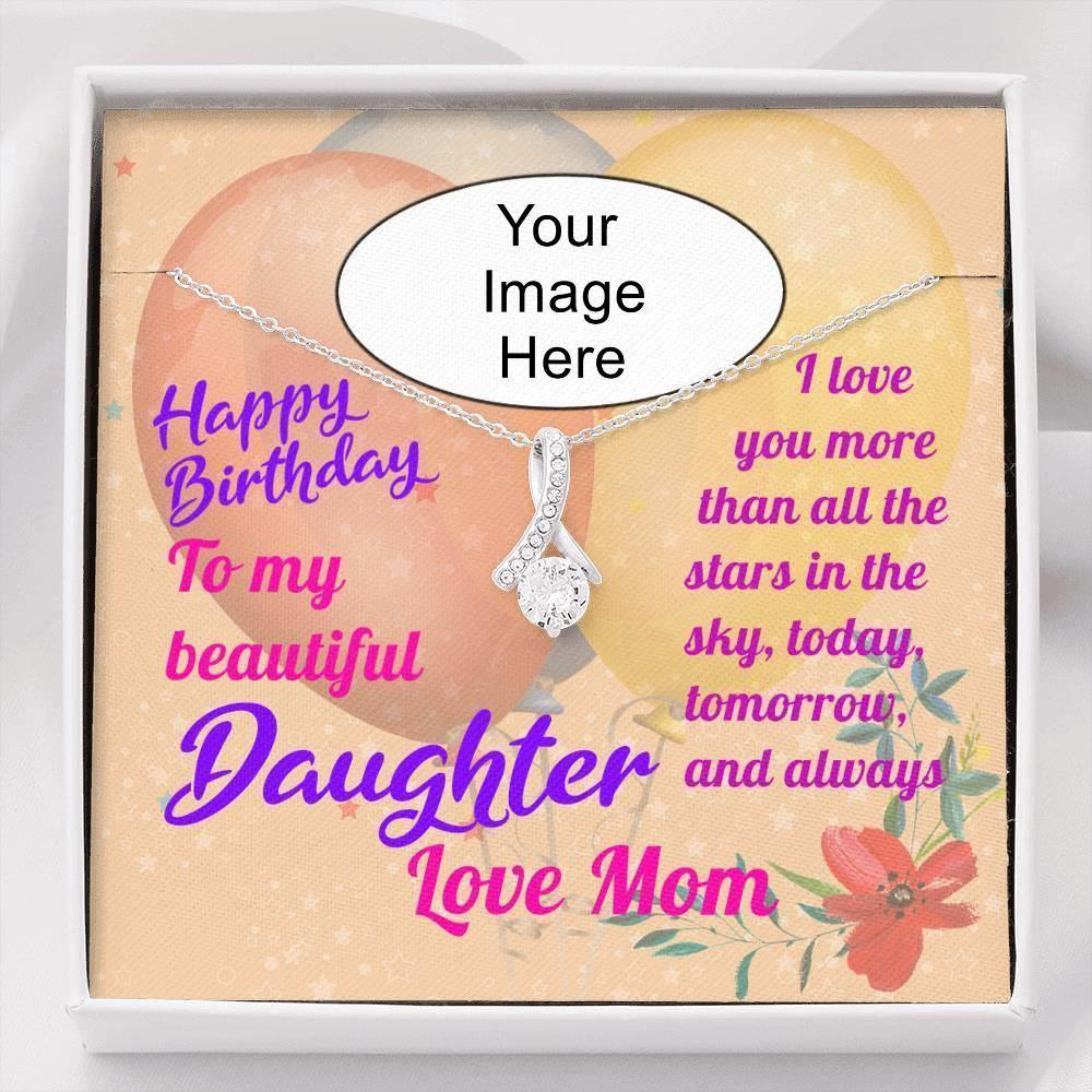 Happy Birthday Daughter Pendant Necklace With Photo Message Card - Giftagic
