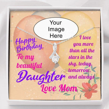 Happy Birthday Daughter Pendant Necklace With Photo Message Card - Giftagic