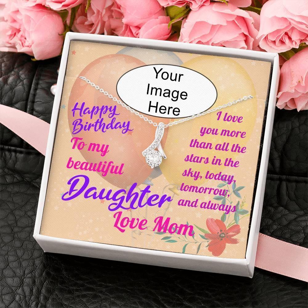 Happy Birthday Daughter Pendant Necklace With Photo Message Card - Giftagic