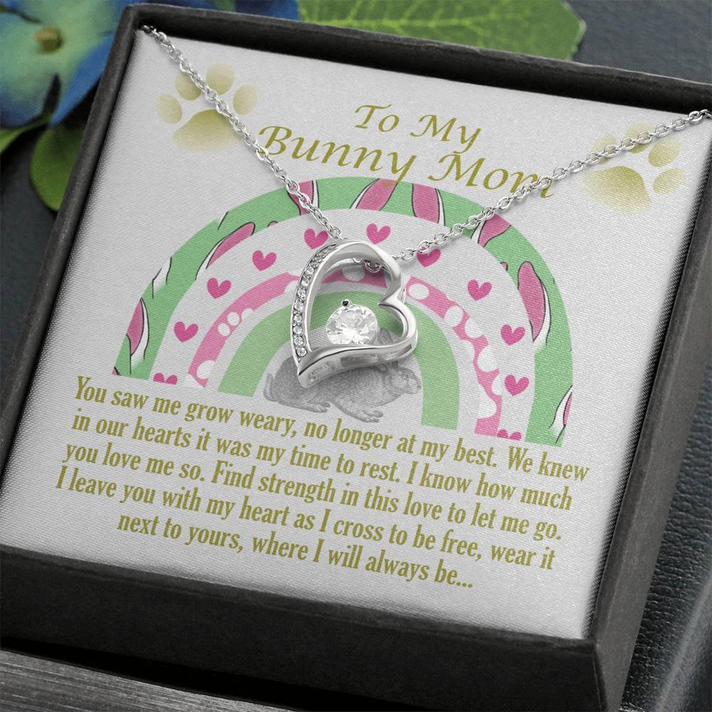 To My Bunny Mom, Remembrance Forever Love Heart Necklace, Memorial Gift For Loss Of Pet - Giftagic