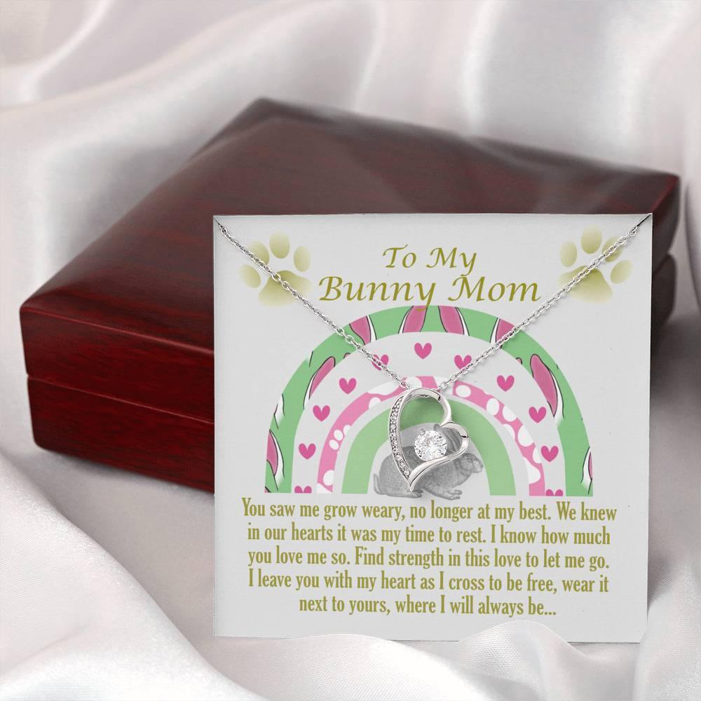 To My Bunny Mom, Remembrance Forever Love Heart Necklace, Memorial Gift For Loss Of Pet - Giftagic