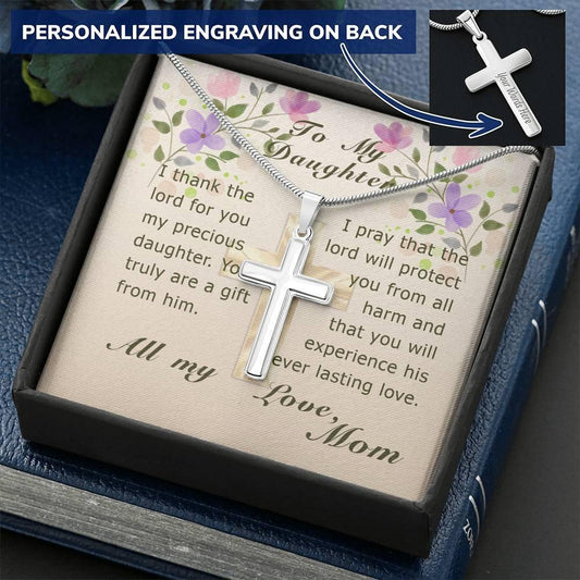 Precious daughter To My Daughter Personalized Cross Necklace - Giftagic