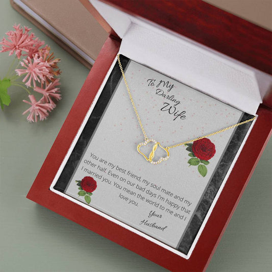 To My Darling Wife 10k Solid Gold Infinite Connected Hearts Necklace