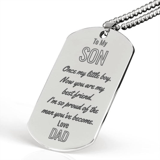 To My Son From Dad Dog Tag Necklace - Giftagic