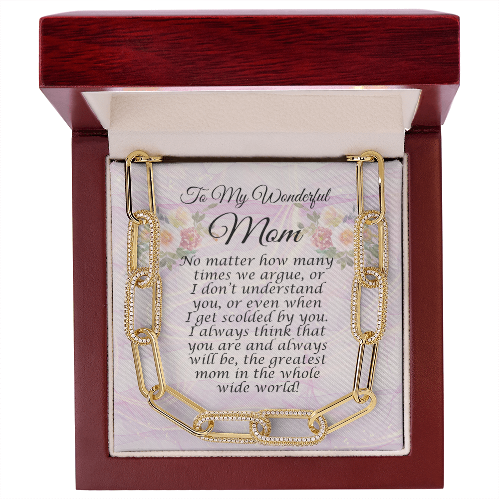 To My Wonderful Mom Forever Linked Necklace