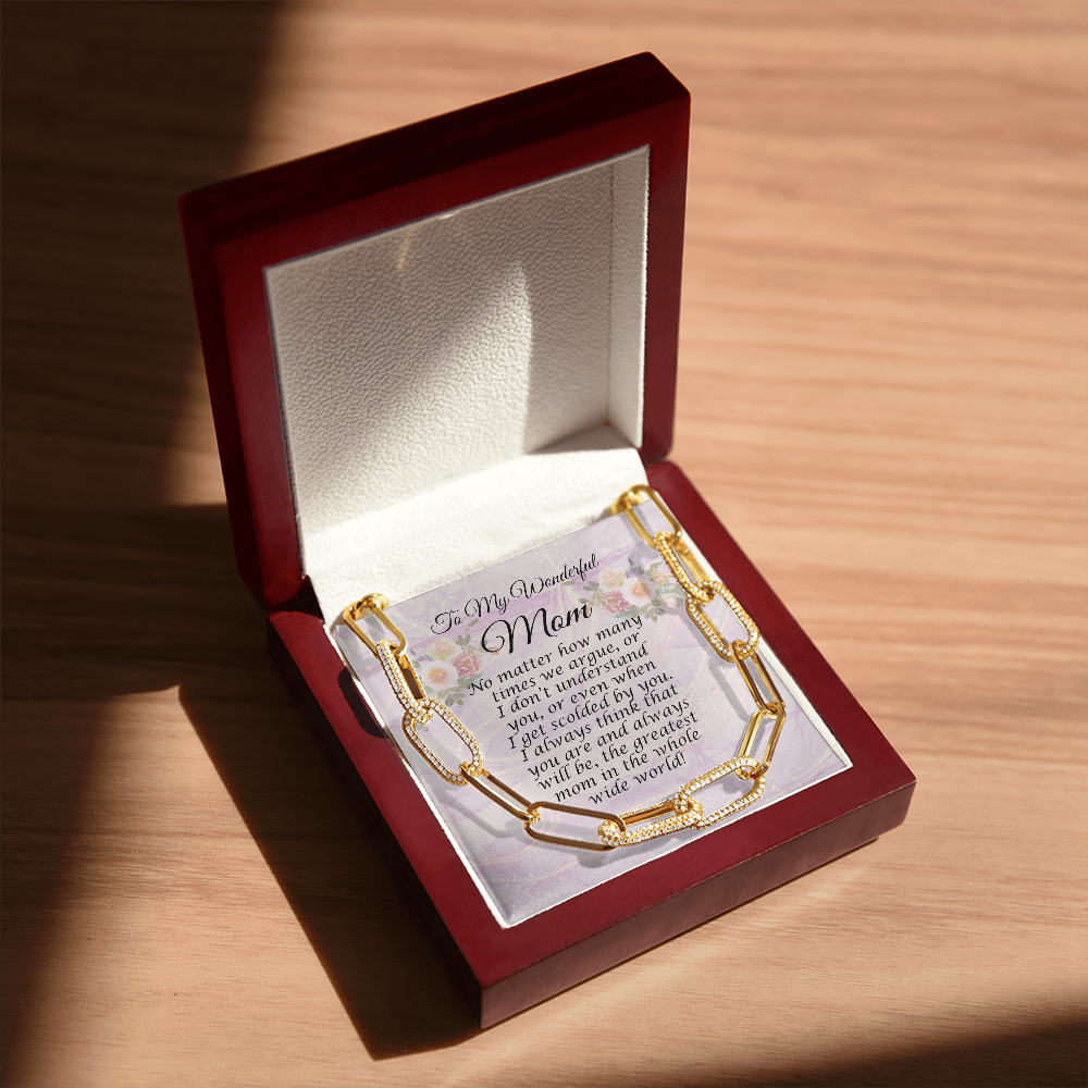 To My Wonderful Mom Forever Linked Necklace