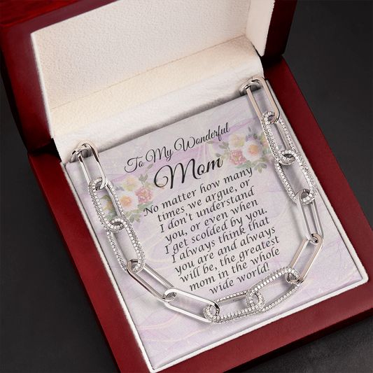 To My Wonderful Mom Forever Linked Necklace