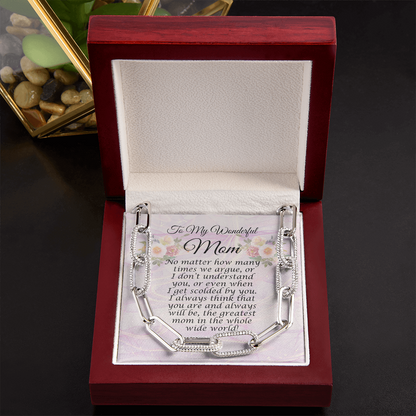 To My Wonderful Mom Forever Linked Necklace