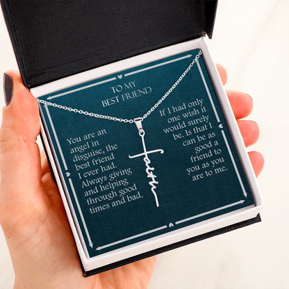Gift For Best Friend, Faith Cross Necklace