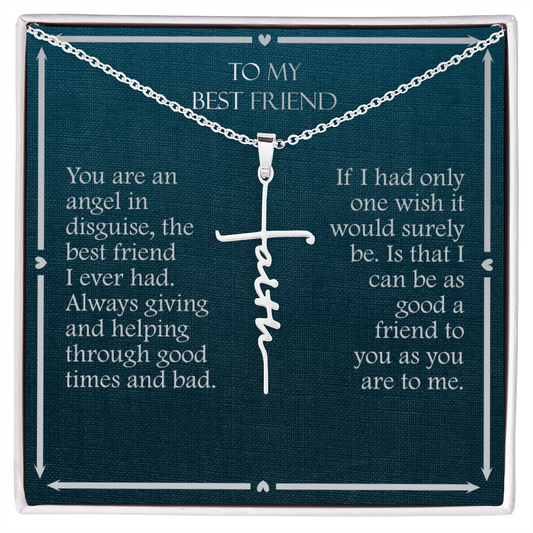 Gift For Best Friend, Faith Cross Necklace