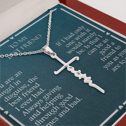 Gift For Best Friend, Faith Cross Necklace