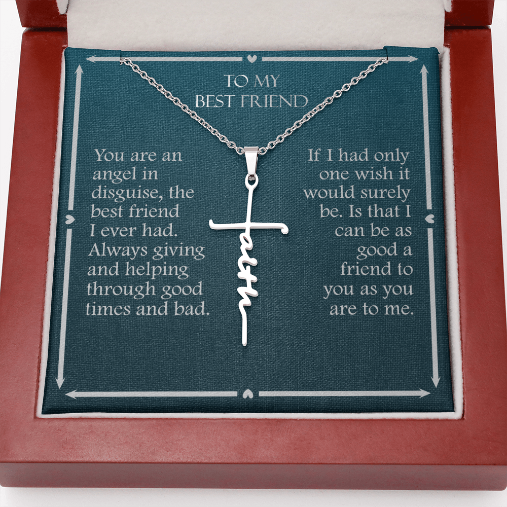 Gift For Best Friend, Faith Cross Necklace