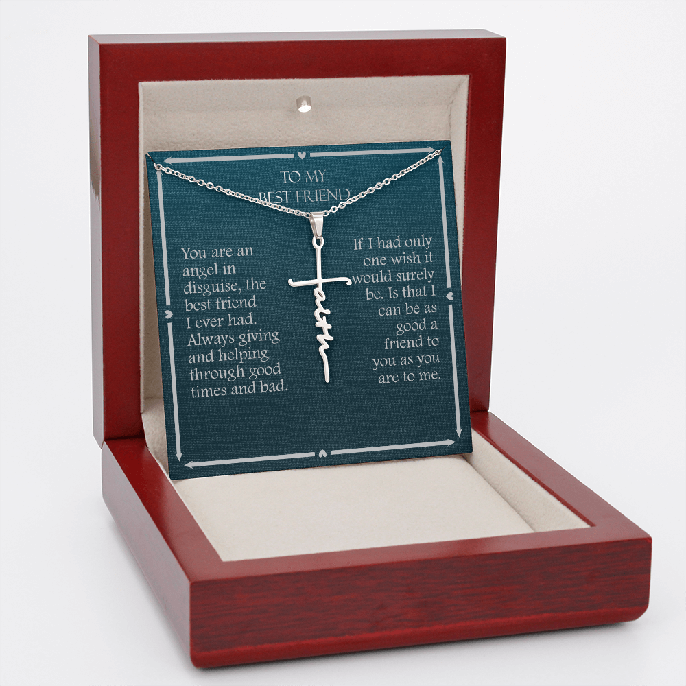 Gift For Best Friend, Faith Cross Necklace