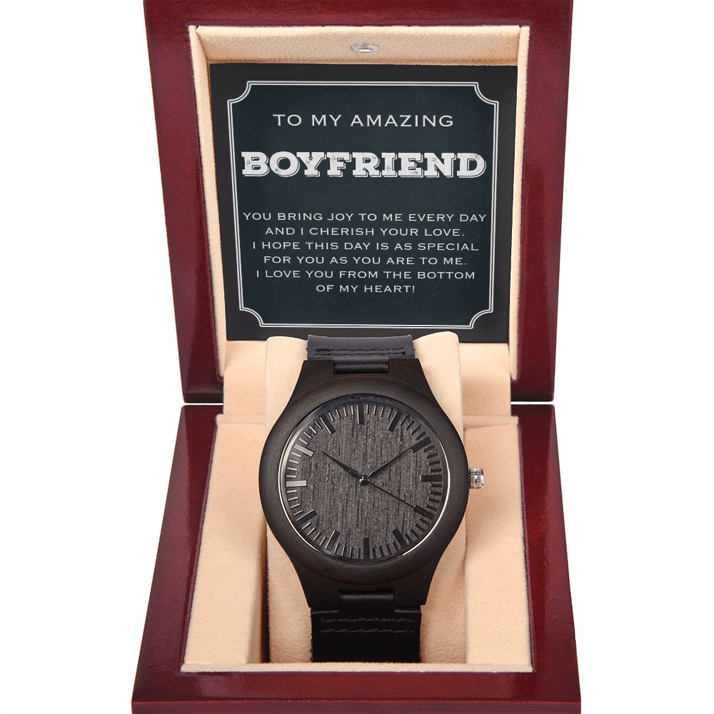 Gift For Boyfriend, Wooden Watch With Luxury Box And Message Card