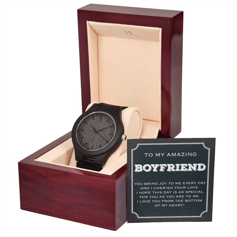 Gift For Boyfriend, Wooden Watch With Luxury Box And Message Card