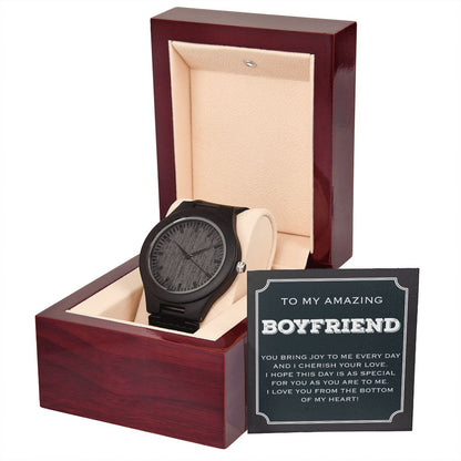 Gift For Boyfriend, Wooden Watch With Luxury Box And Message Card