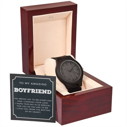 Gift For Boyfriend, Wooden Watch With Luxury Box And Message Card