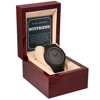 Gift For Boyfriend, Wooden Watch With Luxury Box And Message Card