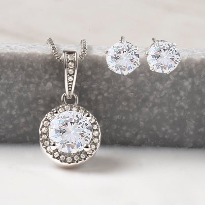 Easter Gift For Wife, Eternal Hope And Cubic Zirconia Earring Set With Romantic Message Card