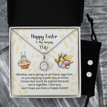 Easter Gift For Wife, Eternal Hope And Cubic Zirconia Earring Set With Romantic Message Card