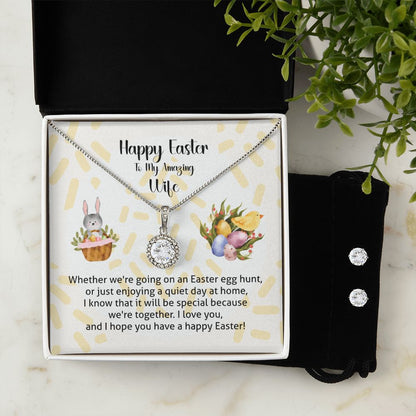 Easter Gift For Wife, Eternal Hope And Cubic Zirconia Earring Set With Romantic Message Card