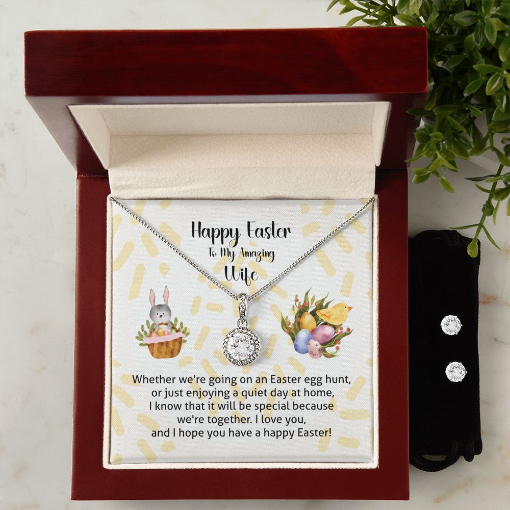 Easter Gift For Wife, Eternal Hope And Cubic Zirconia Earring Set With Romantic Message Card